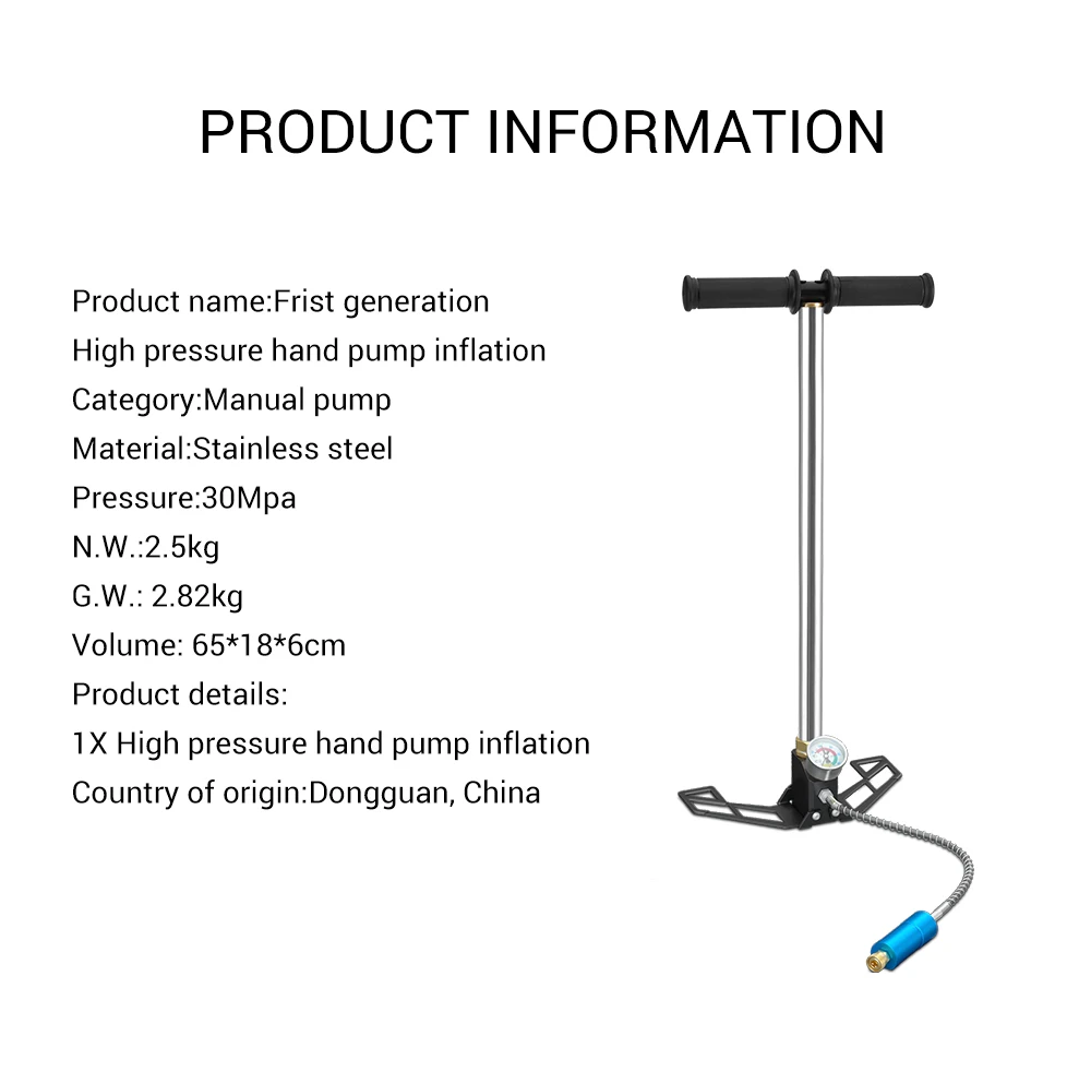 Smaco High Pressure Hand Pump Pcp Stainless Steel Air Pump 4500Psi Filling Air Gun Rifles Car Tire Scuba Diving Tank Paintball