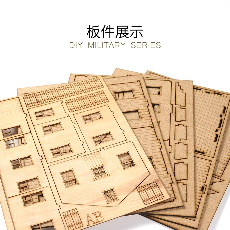 1: 72 Southeast Asia Second Floor Building Scene Wooden Assembly Model Decorations DIY Handmade Gifts