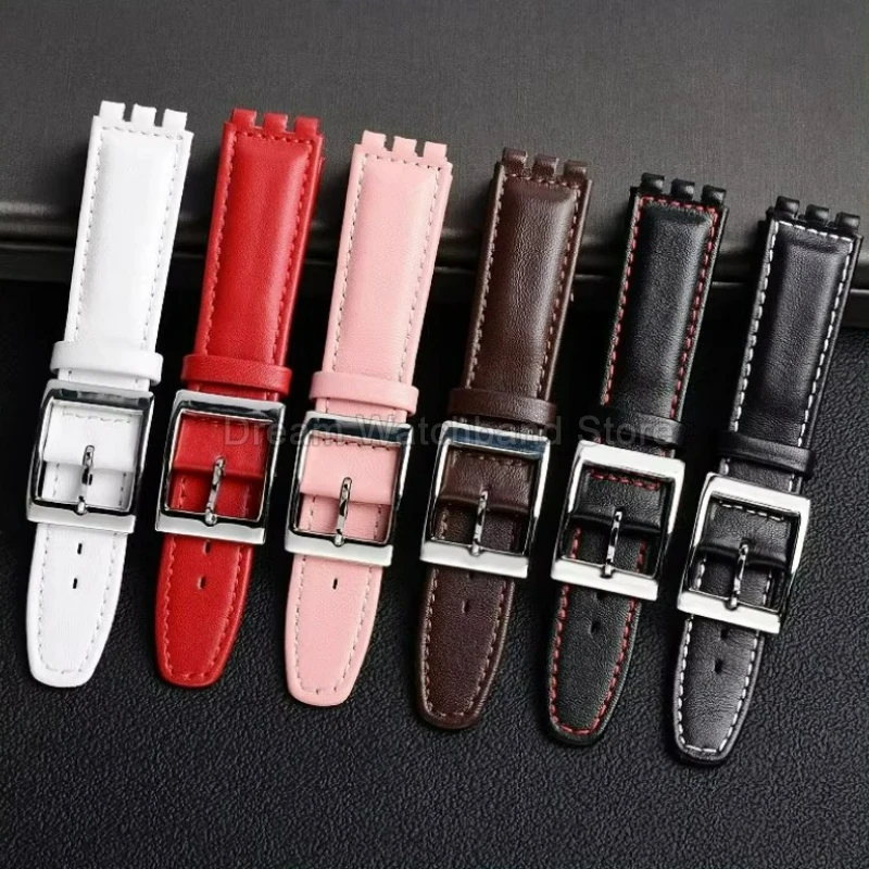 لينة مريحة ارتداء جلد البقر سوار مقعر واجهة محدبة ل سواتش YRS YCS YVS إبرة مشبك حزام ساعة جلدية