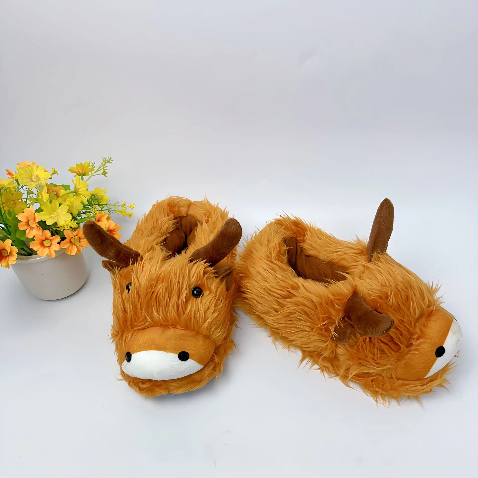 الياك الحيوان نعال قماش شتاء جديد الإبداعية المنزل الدافئة سميكة أحذية قطنية أسفل الكرتون نعال قماش لينة لطيف مهرجان هدية #4