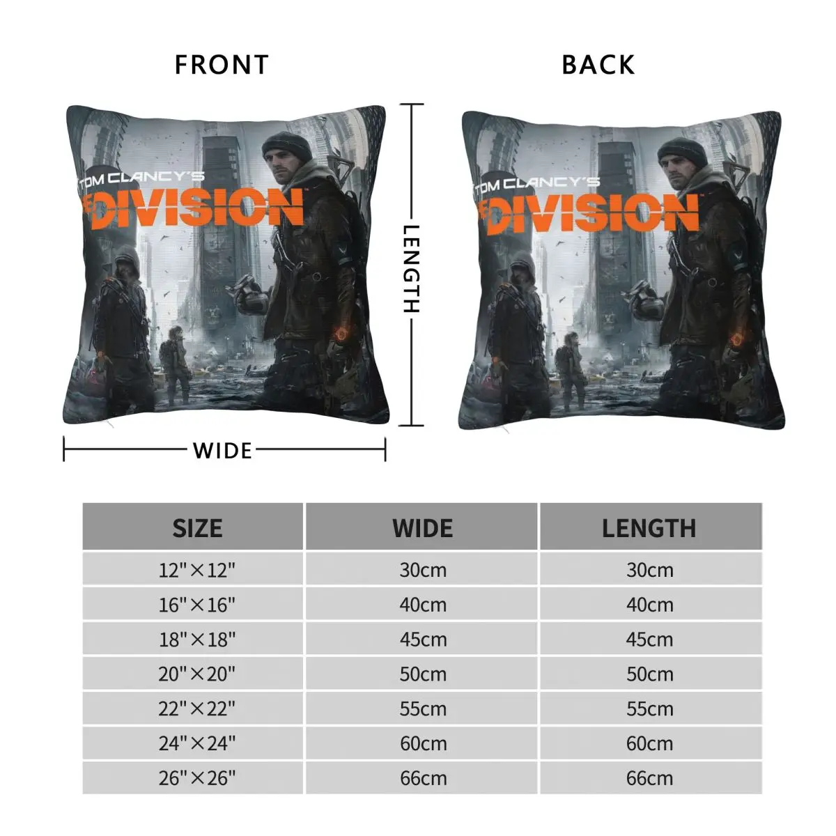 Game Tom Clancys The Division Square Pillowcase Cushion Cover Pillow Case Throw Pillow Cover for Home Bedroom Car view 3
