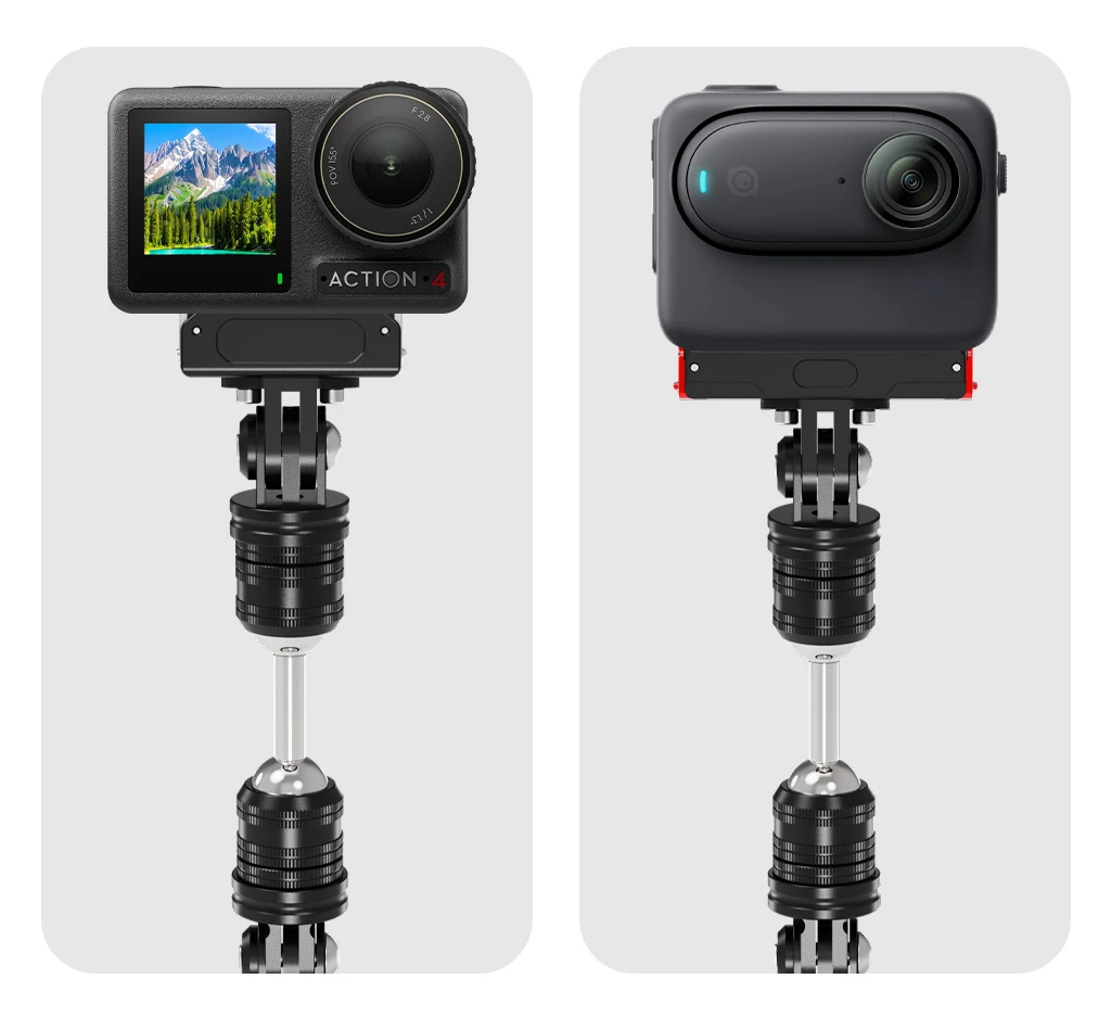 محول تركيب قابل للتعديل برأس كروي مزدوج مع برغي 1/4 لـ Gopro Here 13 12 لـ Insta360 لحامل كاميرات الحركة DJI Osmo