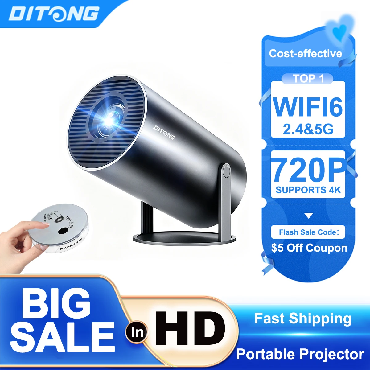 Портативный HD-проектор DITONG – обзор и цена Home Cinema Led Projector