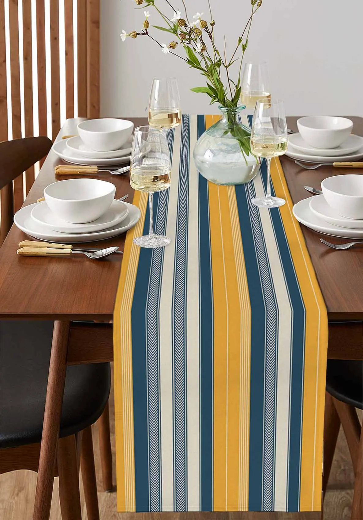 

Bule Yellow Arrows Lines Home Decorations Coffee Table Decor Tablecloth Table Kitchen Decorative Table Runner