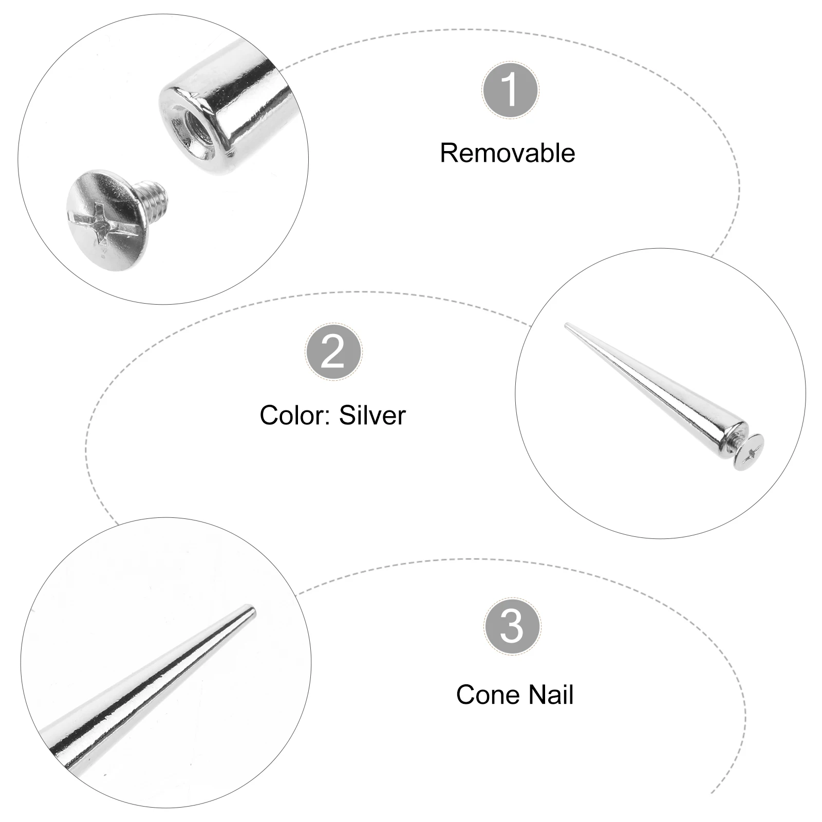 10 pçs acessórios de rebite grandes punk picos cone studs liga cone unhas botões para sacos sapatos projetos
