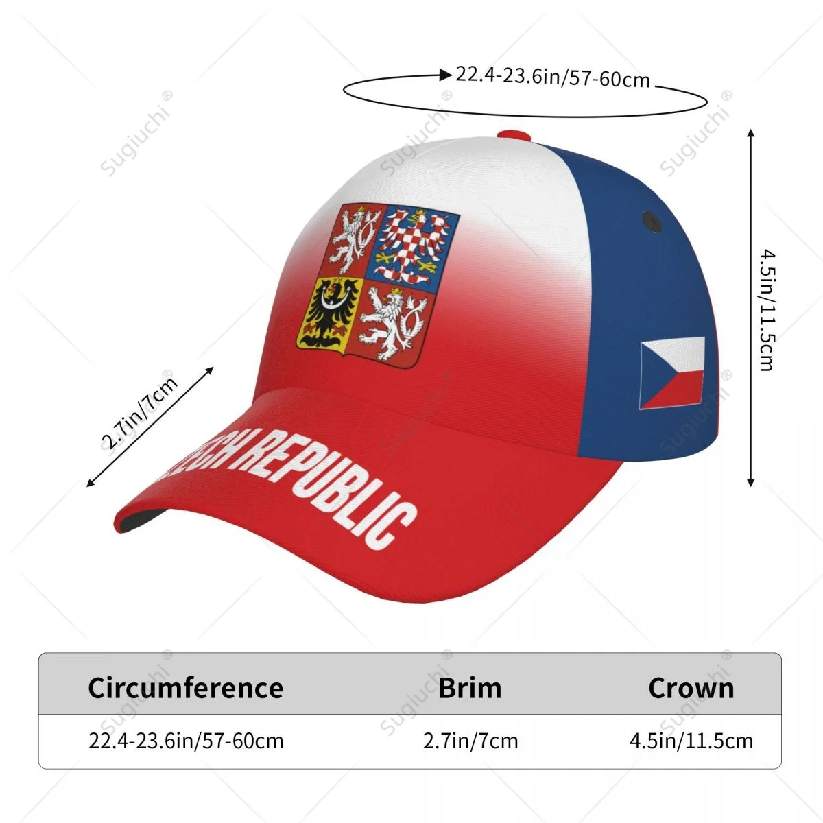 Unisex Baseball Cap Hat Czech Republic Flag Gradient Color 3D Printing for Tennis Outdoor Bike Bicycle Golf Baseball Sports Fans view 6