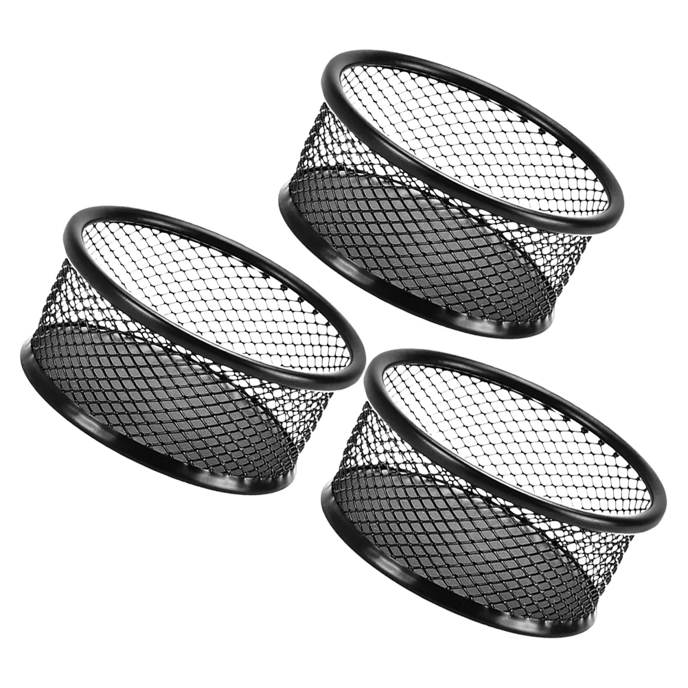 3 Pcs Bracket Paper Clip Storage Bucket Paperclip Holder Desk Round Holders Mesh Organizer Cup Black Bobby Pin Office