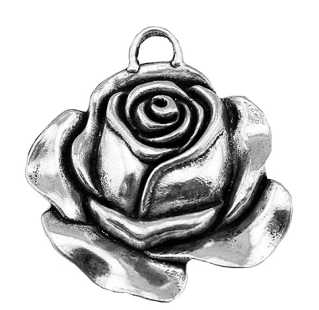 

5pcs 36x33mm Zinc alloy metal accessories tibetan silver plated flower charms T0343 DIY findings