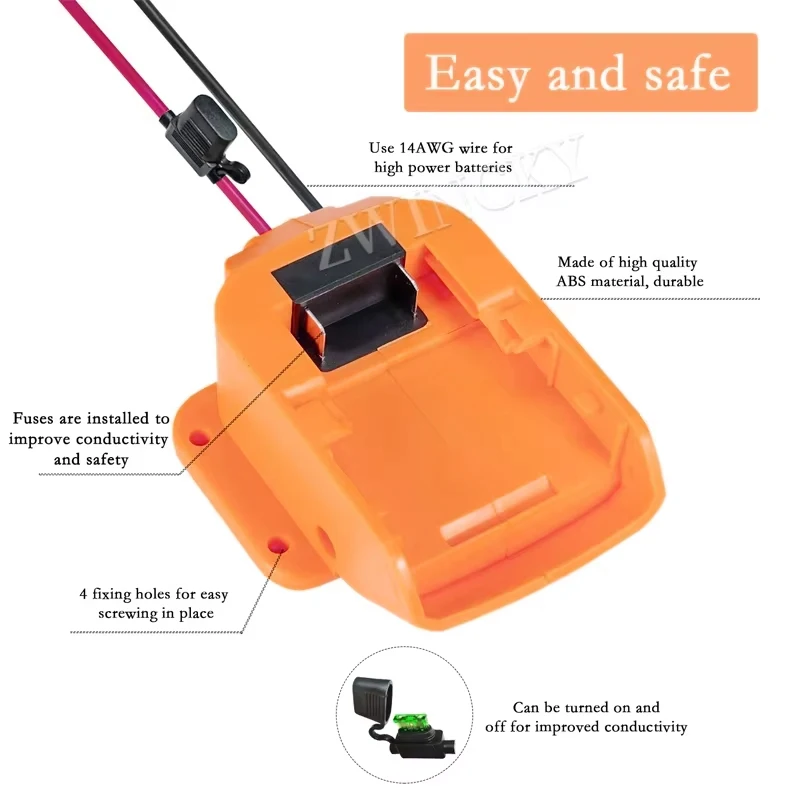 Battery Adapter Converter For Dewaltt 20V Li-Ion Battery DIY Power Tool Battery Converter 14 AWG Power Wheel Tool DIY Adapter