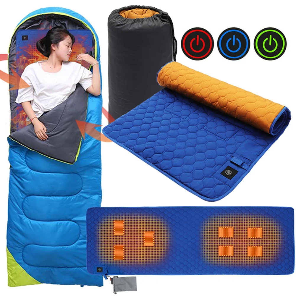 USB Heating Sleeping Mat Outdoor Electric Heating Pads 3-Level Adjustable Camping Tent Sleeping Mattress Thermalpad Foot Warmer