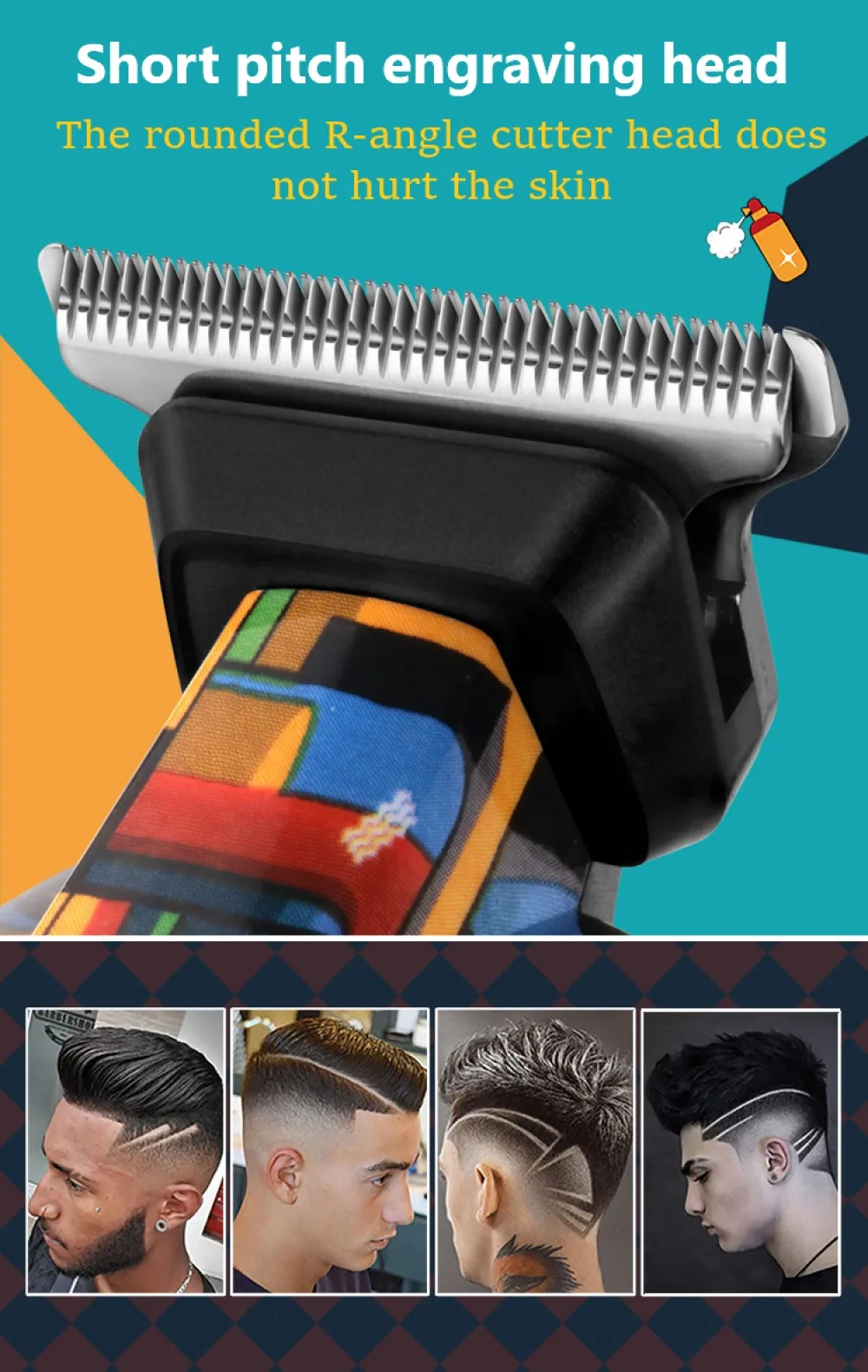 Kemei KM-MAX5090 Elektrischer Haarschneider, multifunktionaler Heim-Haarschneider, Druck, Graffiti-Rasierer, USB, Herren-Elektrorasierer – Detail 2