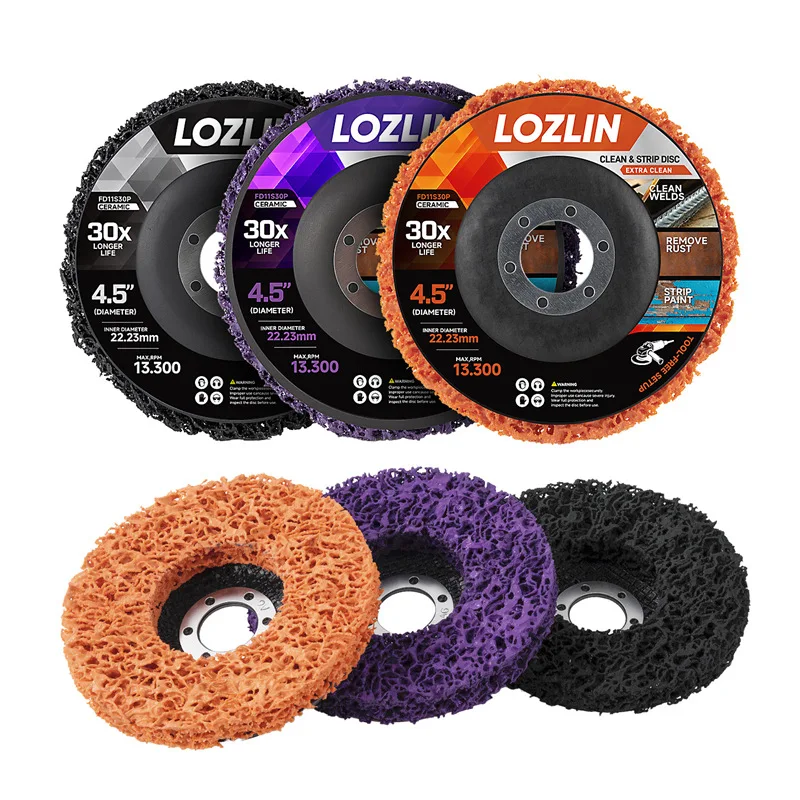 3PCS 115mm Coral Disc Poly Strip Disc Stripping Wheel for Angle Grinder Paint Rust Weld Removal Metal Oxidation Cleaning Tool