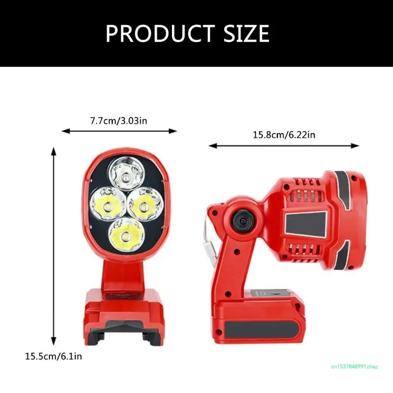 مصباح يدوي LED لاسلكي بقدرة 12 وات لبطارية 18-20 فولت، مصباح عمل LED لاسلكي لموقع العمل