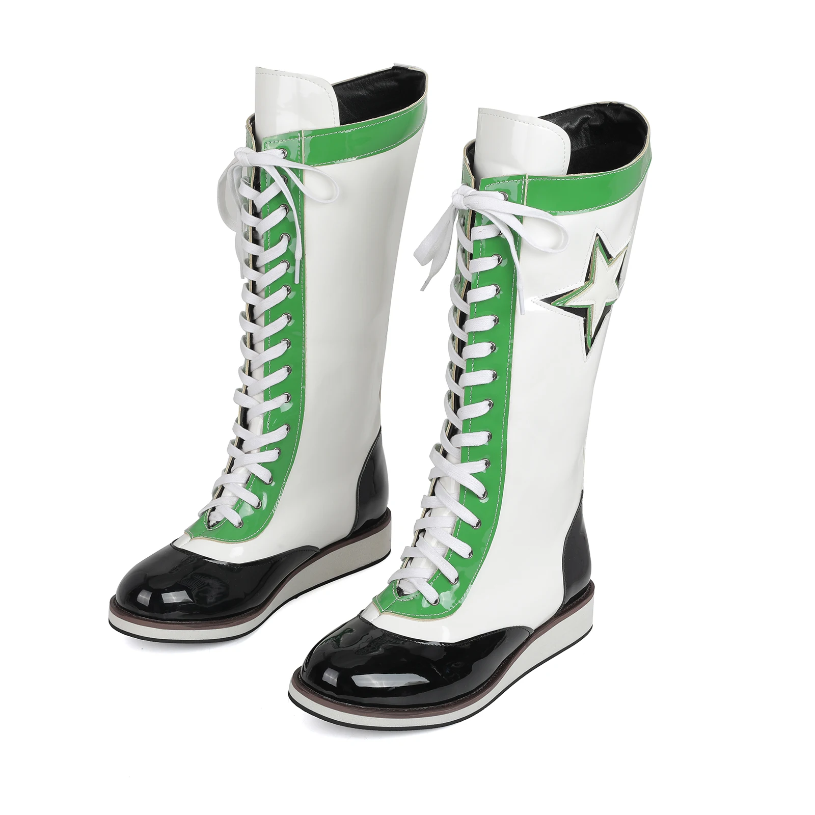 Uomini Wrestling Cosplay Hulk Hogan Stivali Combattimento Sanda Stivali da allenamento Sport Scarpe da boxe alte Calzature per giochi di ruolo di Halloween