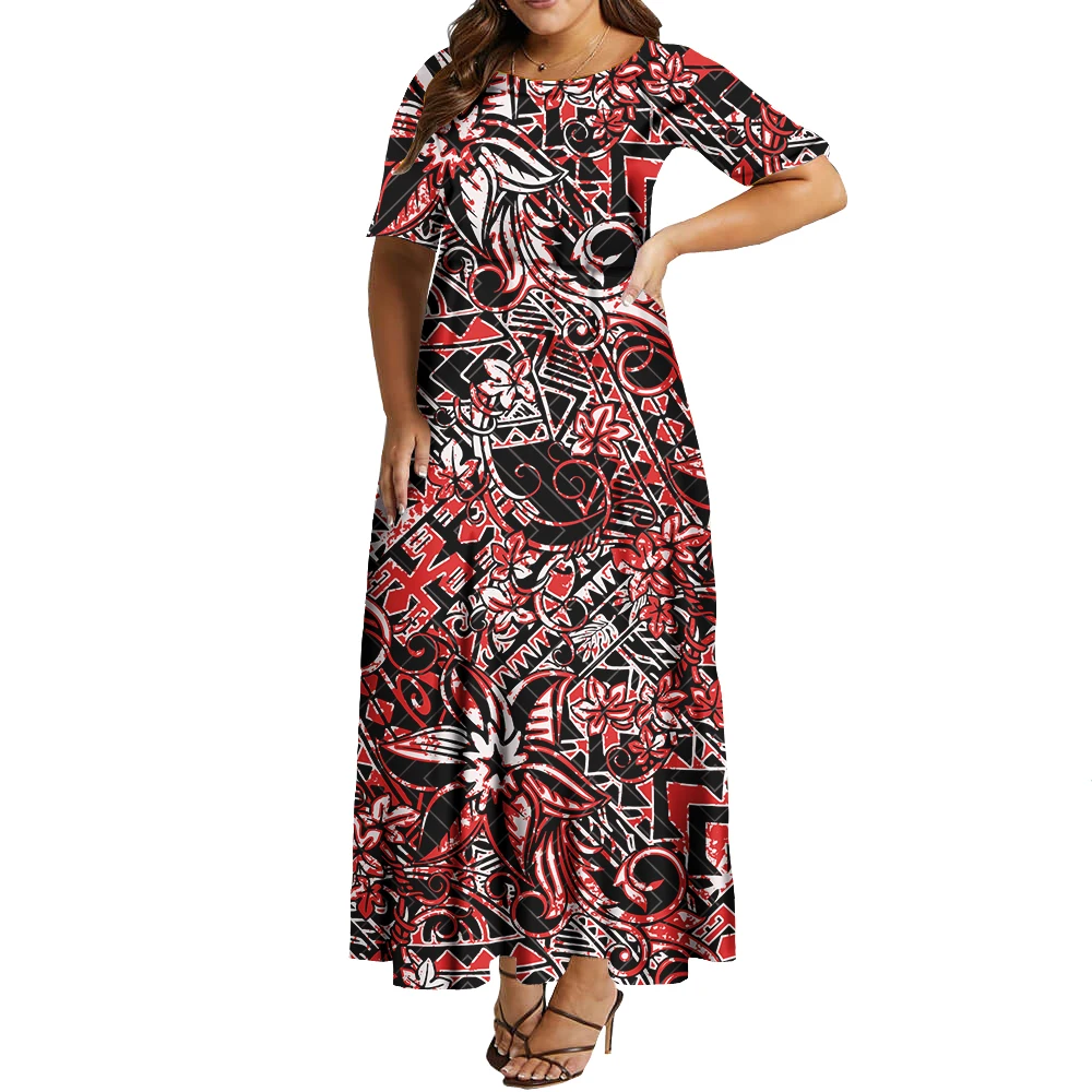 Custom Polynesian Tribal Print On Demand Elegant Women's Dress Asia & Pacific Islands Clothing