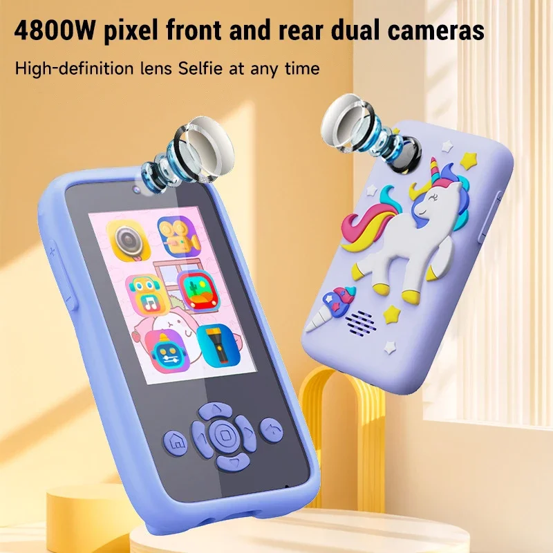 Mini fotocamera portatile stile telefono cartone animato per bambini HD giocattoli selfie all'aperto fotocamera per interazione genitore-figlio giocattoli regalo di compleanno per bambini