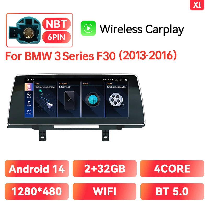 Xonrich Draadloze Carplay Android Multimedia Scherm Voor Bmw 1/2/3/4 Serie F20/F21/F30/F31/F33/F34/F36 Nbt Ips Display 10.25''