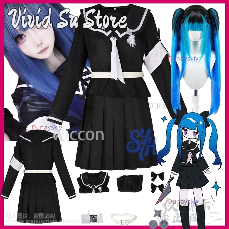 

Anime Game The Hundred Japanese Jirai Kei Girls Amemiya Darumi Cosplay Goth School Uniform Black Mini Dress Jsk Lolita Halloween