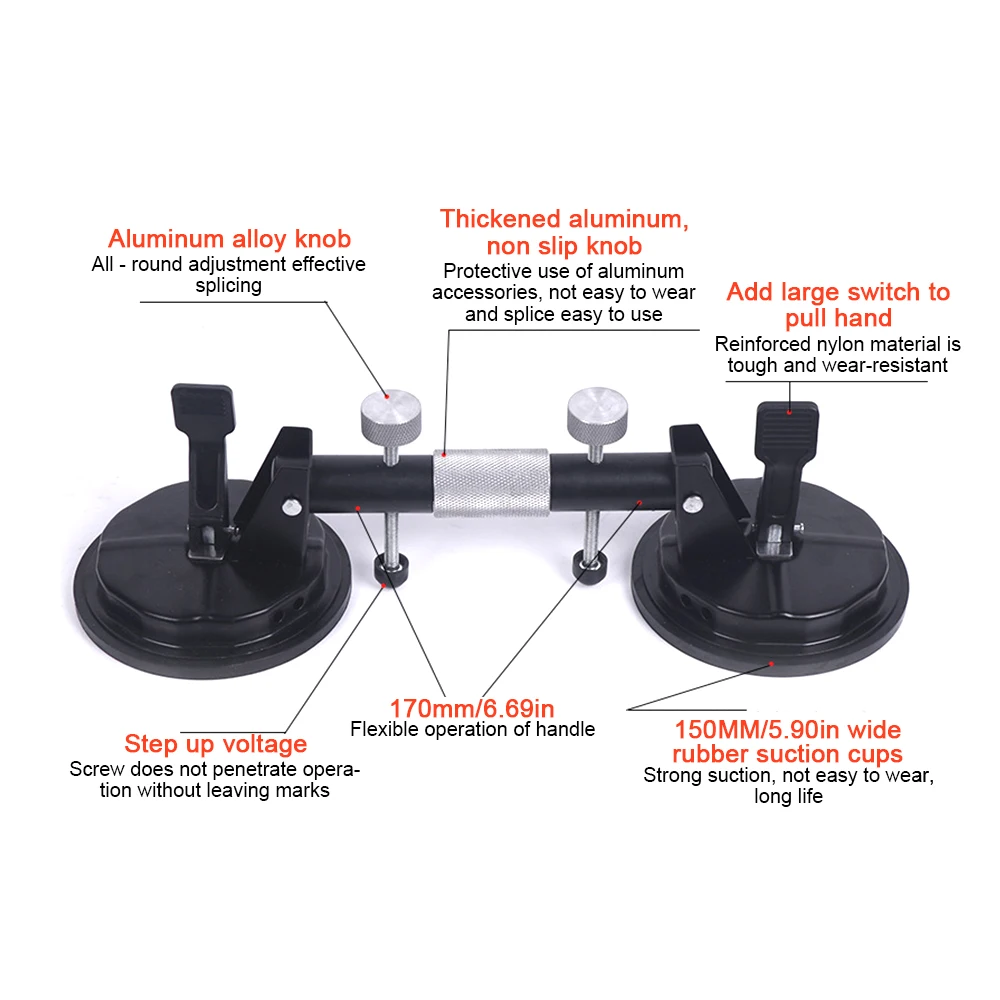 Adjustable Vacuum Suction Cup Glass Lifter Ceramic Tile Carrier Sucker Joining Leveling Countertop Installation Tool