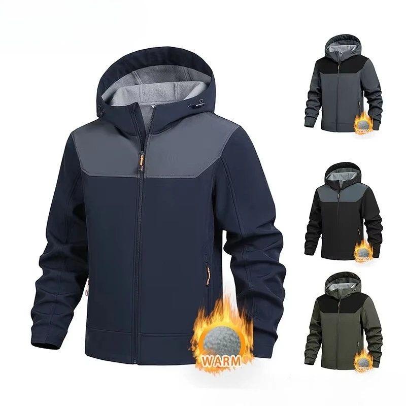Winter Jacket Waterproof Men Soft Shell Fleece Jacket Outdoor Waterproof Sports Jacket Inner Fleece Lining Outdoor Sports Jacket