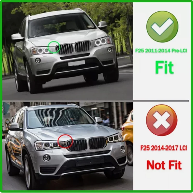 

For BMW X3 X4 F25 F26 xDrive28i Sport 4-Door 2011 2012 2013 2014 Single Slat Grill Front Kidney Grille Gloss Black Bumper Grill