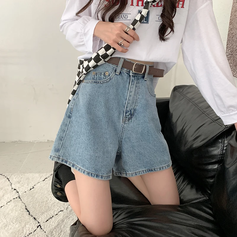 S-XL 2Colors Women's Mini denim short high waist female casual summer ladies Hot Wide Leg shorts jeans for womens(72957