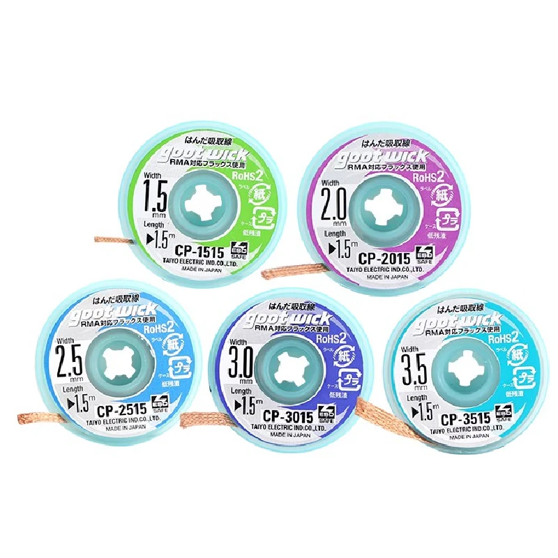 Original GOOT Wick Soldering Wire CP2015 1515 3015 3515 2515 RoHS Solder Remover Wick Electrical BGA Components