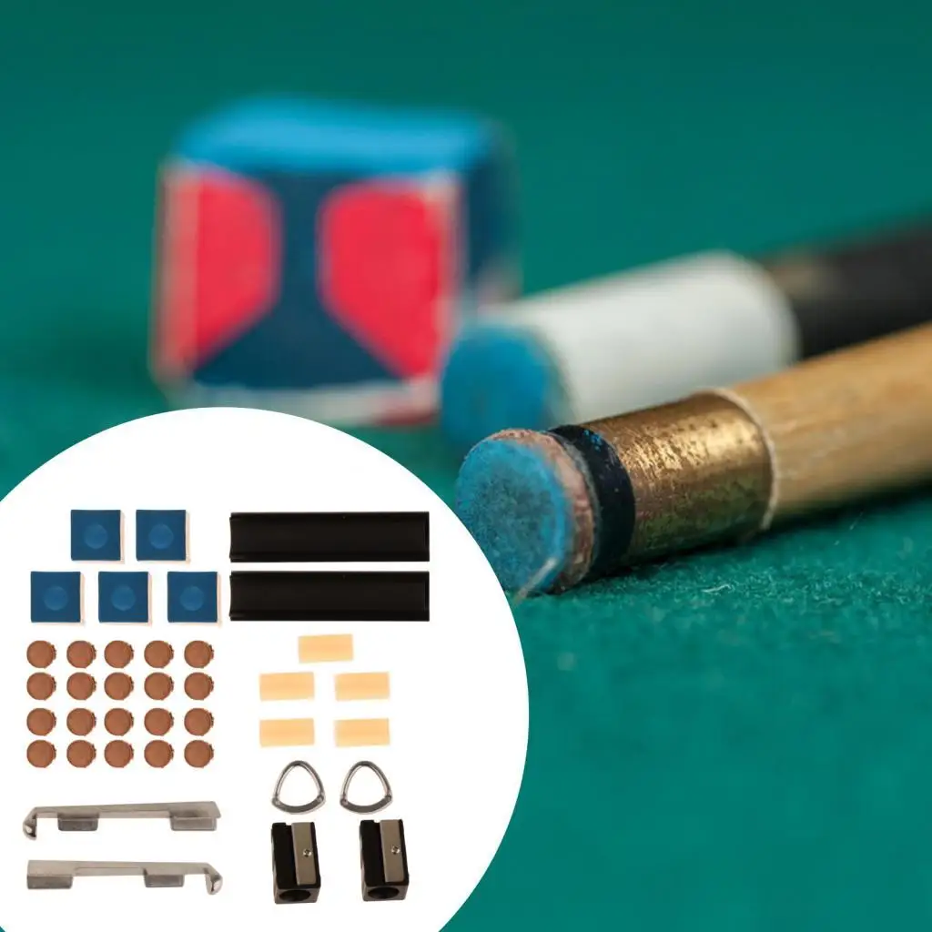 Pool Cue Reparatie Tools Biljartkeu Tip Reparatieset met 2 Schaafmachines Biljartkeu Accessoires voor Biljartspelers