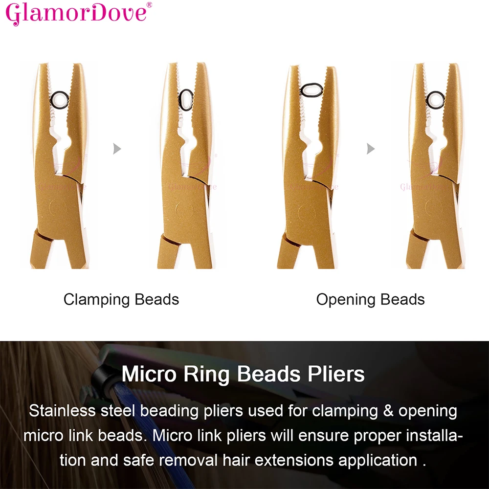 Hair Extension Plier Set Micro Ring Applicator Opener Plier Hair Loop Tool Metal Hair clip Scissor for Weft Extensions