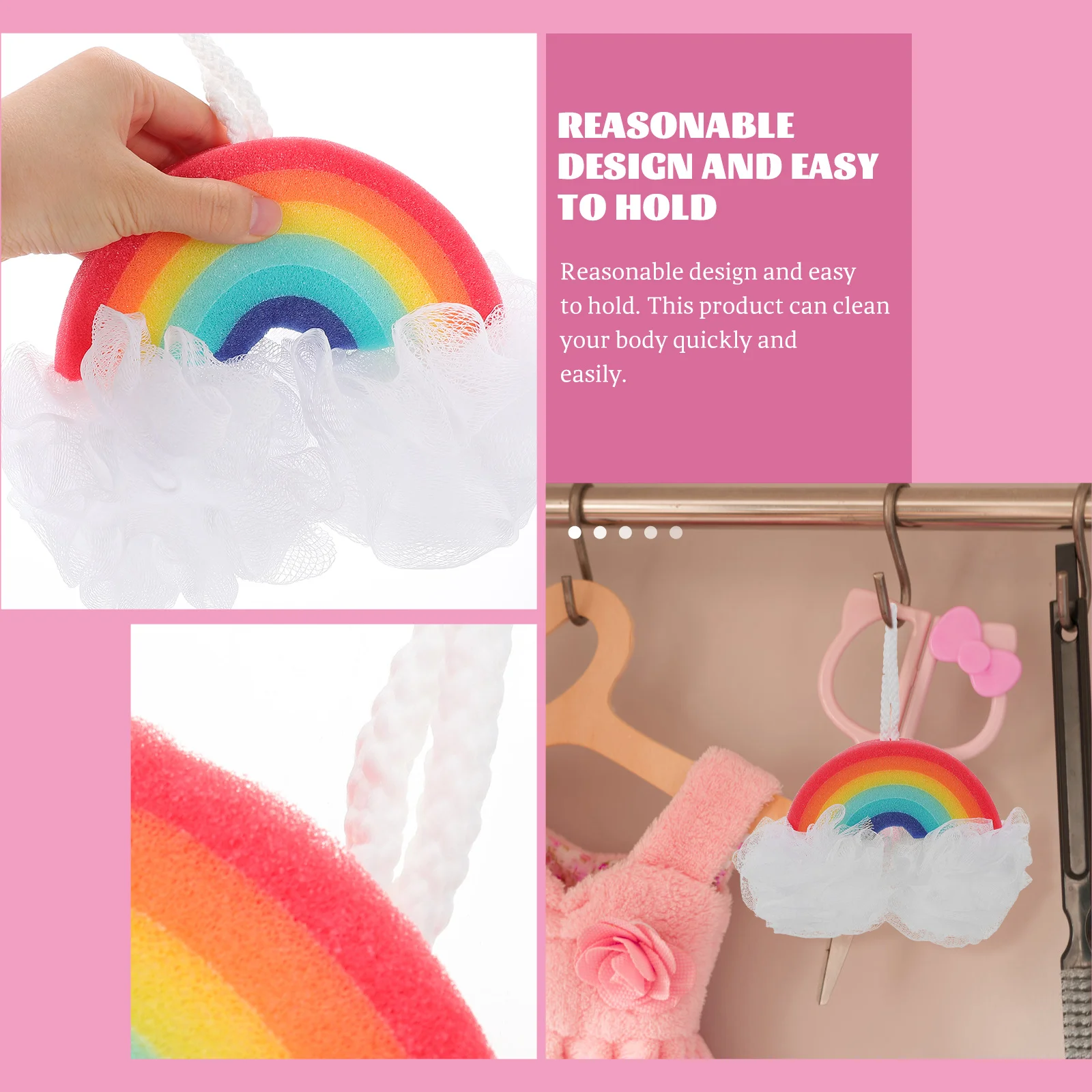 

2 Pcs Rainbow Shower Ball Sponge Loofahs Mesh Scrubber Body Pouf Balls Smooth Bath Ball Bath Decor