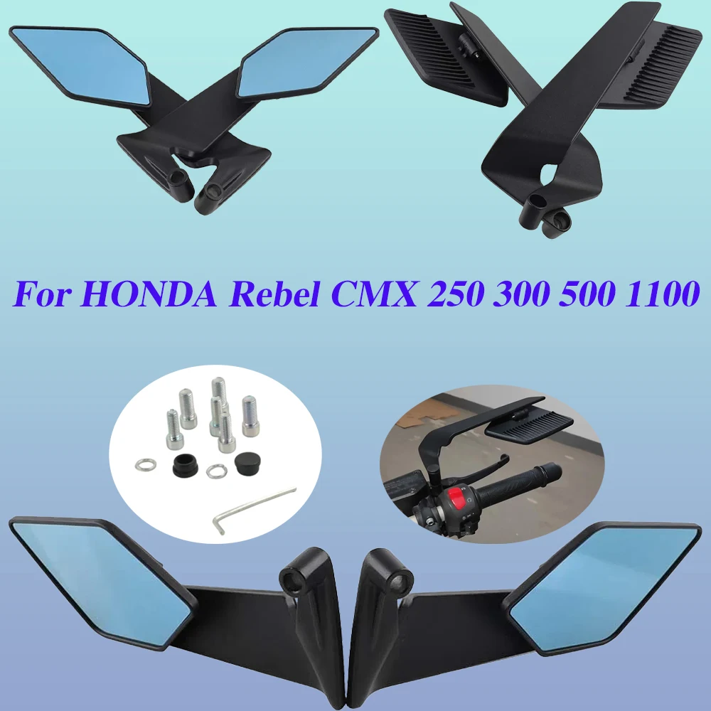 

For HONDA Rebel CMX 250 300 500 1100 CMX1100 CMX300 Accessories Rearview Mirrors Stealth Winglets Mirror Rotate Side View Mirror