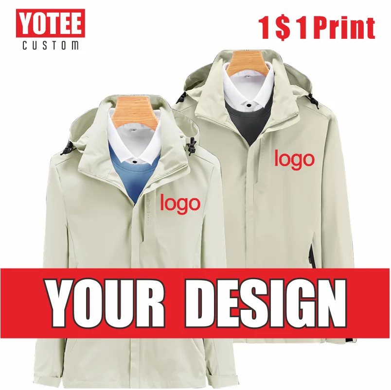 

YOTEE Outdoor Couple Coat Hooded Waterproof Waterproof Jacket Logo Custom Embroidery Spring and Autumn Fashion Coat 8 Colors