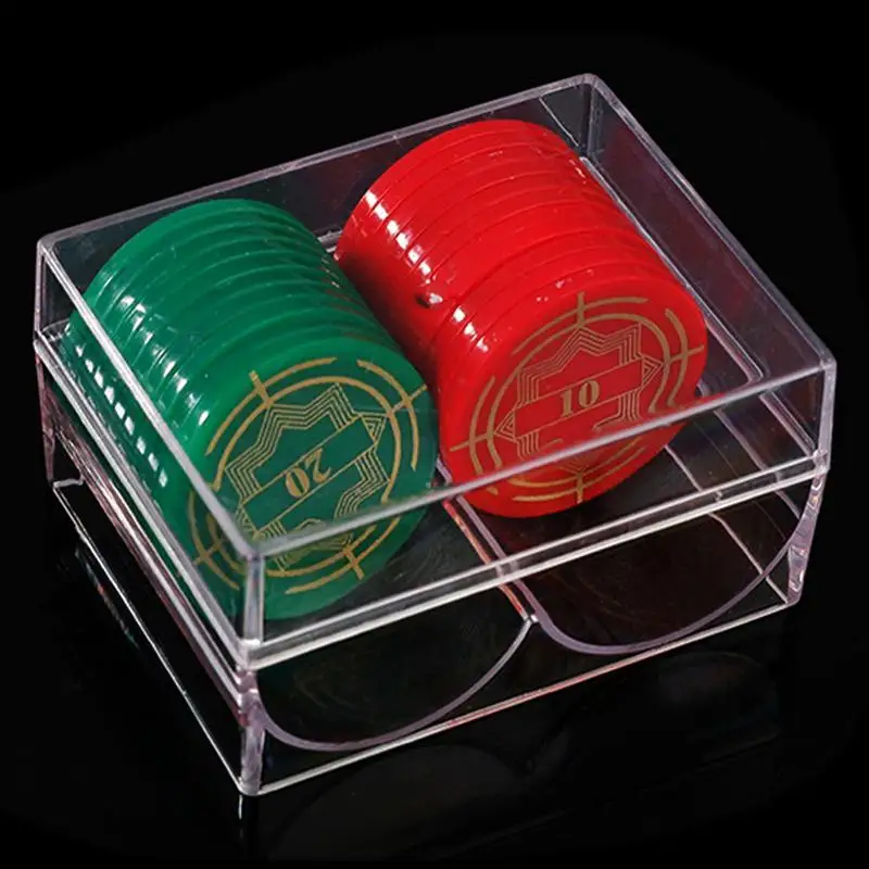 Porte-cartes en acrylique transparent, porte-jetons de poker, 2 emplacements, T1, peut contenir 40 jetons de taille standard