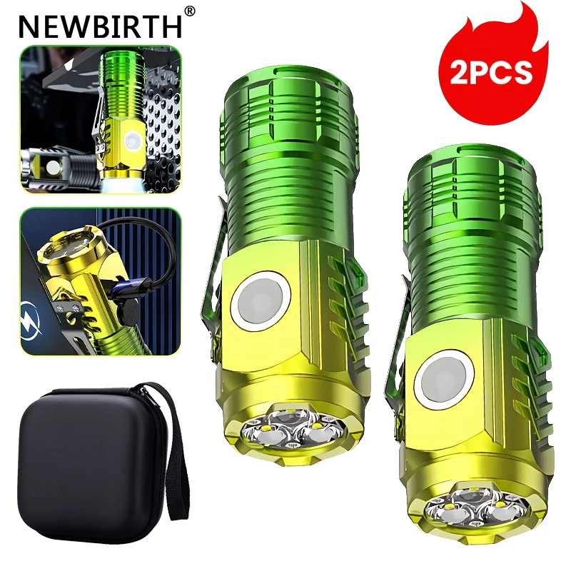 

3LED Super Bright Flashlight Mini Burst Flash Torch Rechargeable Outdoor Waterproof Emergency Spotlight with Pen Clip Magnet