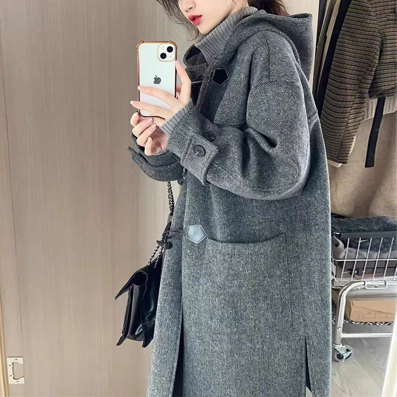 College Style Age-reducing Duffle Coat Women's Autumn and Winter 2024 New High-end Thickened Woolen Suit Loose Casual Coat Top