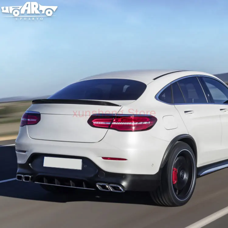 

Для Mercedes Benz GLC W253 GLC200 300 260 GLC43 Coupe 2016 2017 2018 Стайлинг автомобиля Материал ABS Глянцевый черный задний спойлер для багажника