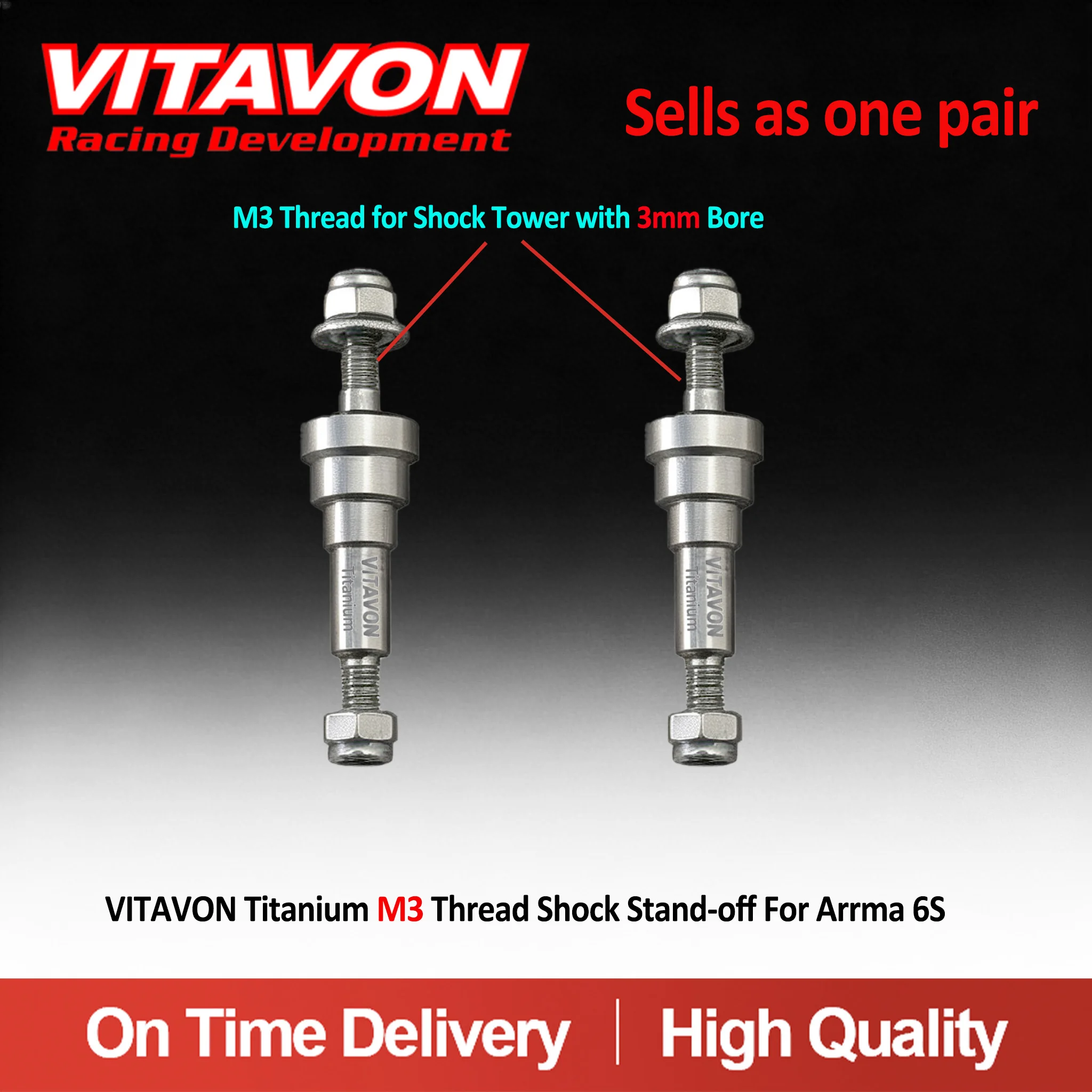 VITAVON Titanium M3 M4 Thread Shock Stand-off For Arrma 6S