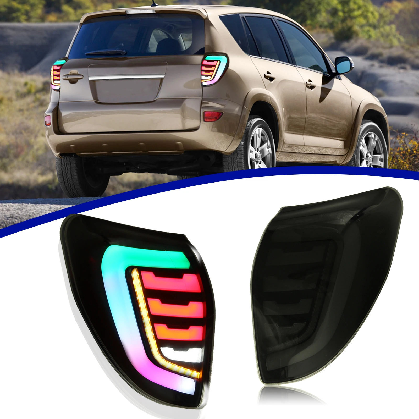 

Задний фонарь тормоза для Toyota RAV4 2009-2012, светодиодный задний фонарь с динамической анимацией, автоматический задний фонарь в сборе