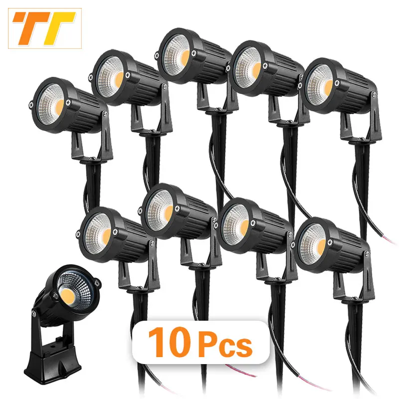 10Pcs LED Garden Lawn Lamp Waterprof AC220V 110V 7W 5W DC12-24V  Outdoor LED Spike Light Path Landscape IP65 Spot Bulbs