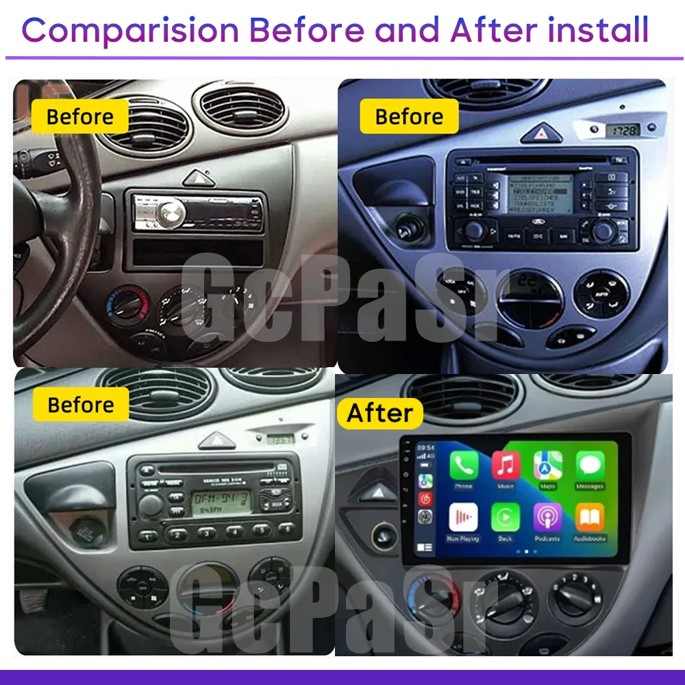 Car Radio Android For Ford Fiesta 1995-2001 For Focus MK1 1998 - 2004 Carplay GPS Navigation No 2din DVD Head Unit QLED Screen
