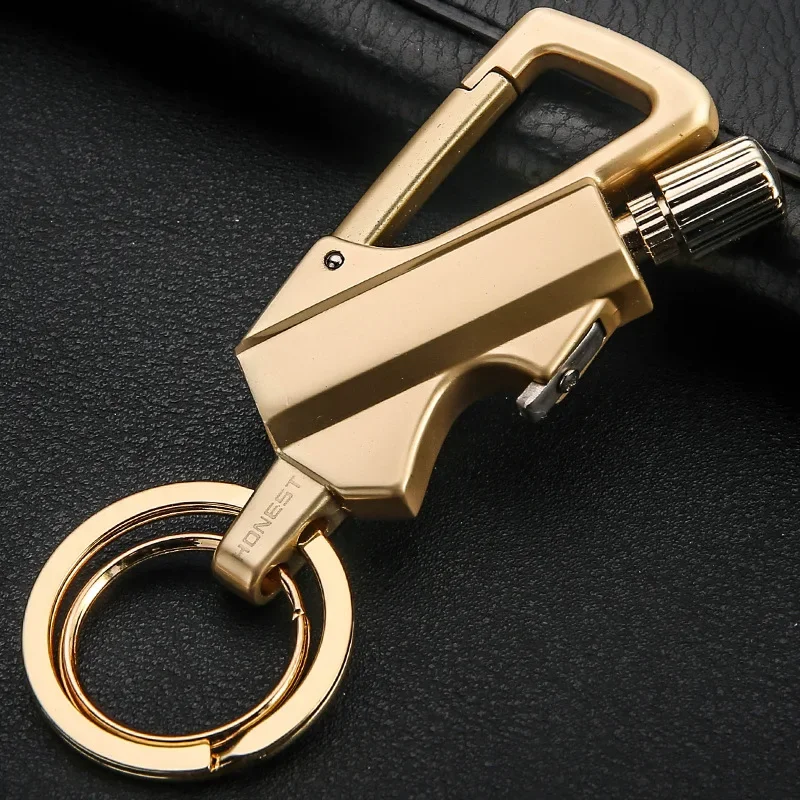 Porte-clés Portable multifonctionnel d'extérieur, briquet rechargeable, coupe-vent en métal, outil d'allumage de Camping, Gadgets pour hommes