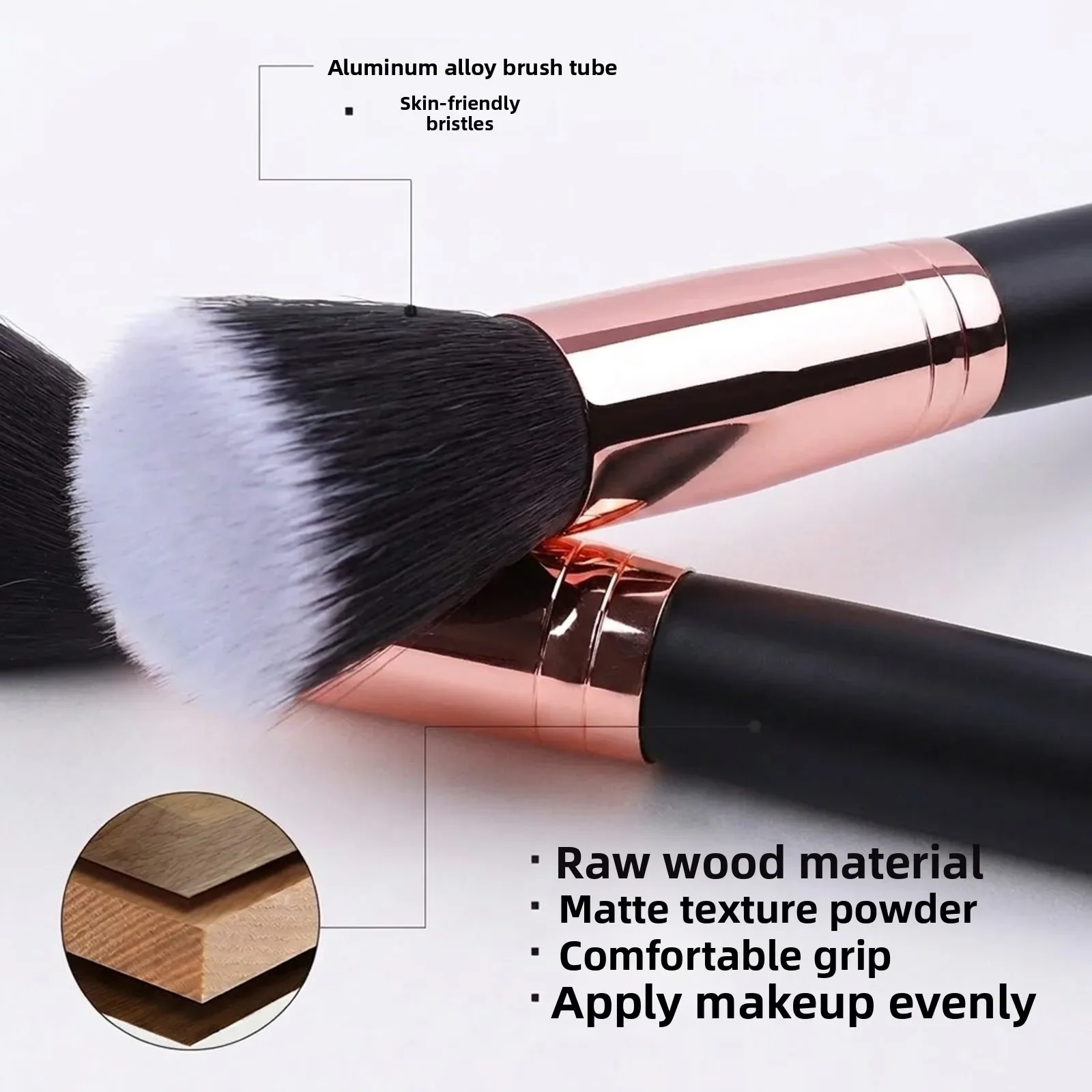 Wooden Handle Contour Brush Beginner-Friendly Face Makeup Brush for Blush & Foundation Seamless Blending Soft Synthetic Bristles