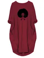Robes décontractées amples à manches courtes et col rond pour femmes, grande taille 4
