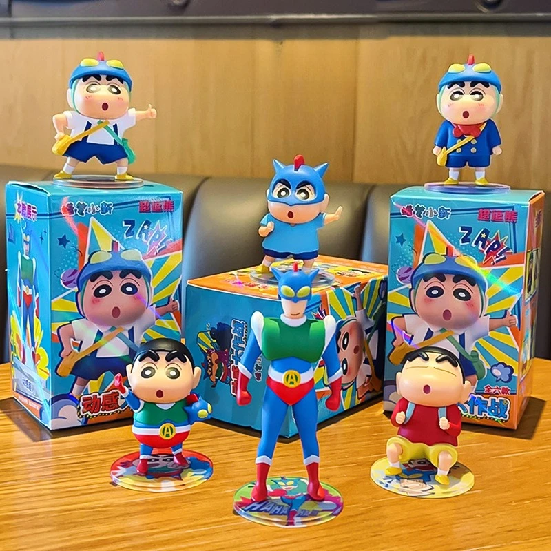 

Crayon Shin Chan Dynamic Superman Car Trendy Play Creative Doll Desktop Decoration Y2k Fashion Toys Anime Cartoon Frind