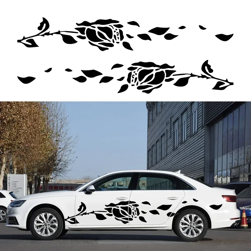 

2 шт. наклеек с рисунком роз для автомобиля, украшение для самостоятельного декорирования, оригинальный дизайн, водонепроницаемые, для дверей с обеих сторон, виниловые аксессуары