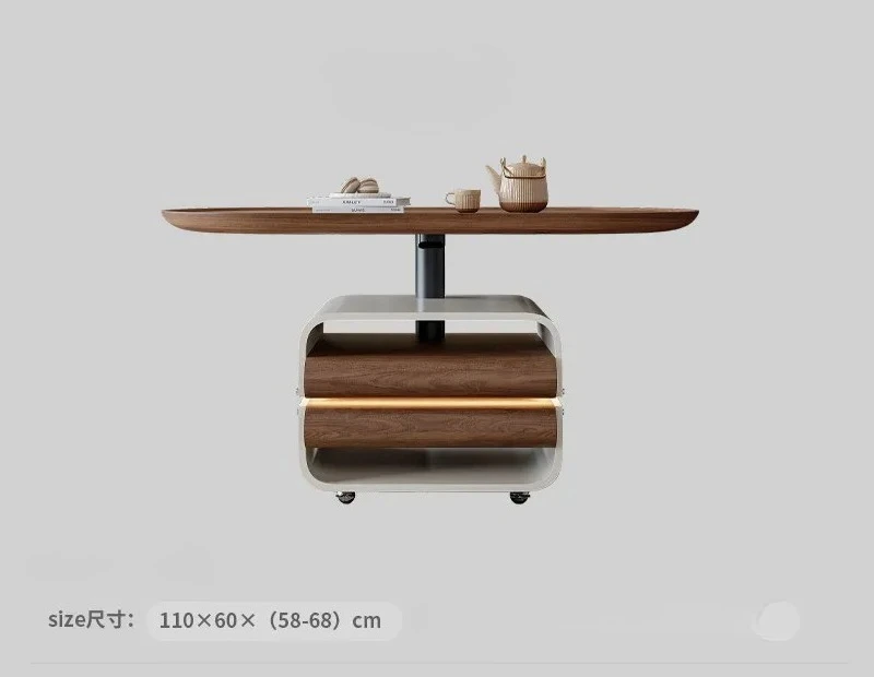 Simple modern liftable movable living room with wheels sofa side table small coffee table