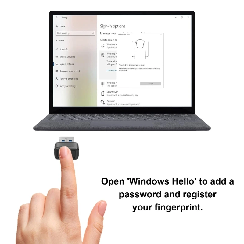 Lettore impronte digitali Window Hello Riconoscimento rapido delle impronte digitali Login sicuri