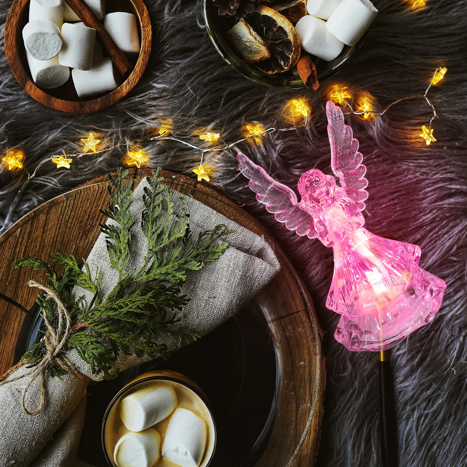 5 قطعة عيد الميلاد مضيئة الملاك زخرفة الاكريليك مصباح ديكور عيد الميلاد حفلة المشهد سطح المكتب ليلة ضوء سطح المكتب ديكور الملاك حلية #3