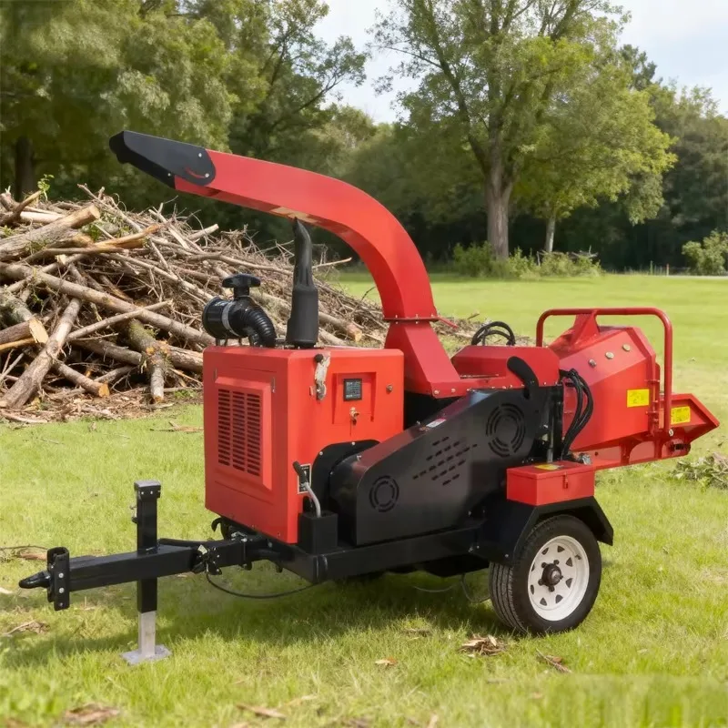 High Quality Wood Chipper 8 Inch Diesel Mobile Shredder Orchard Forest Branch Crusher Self Feeding Heavy Duty Log Splitter