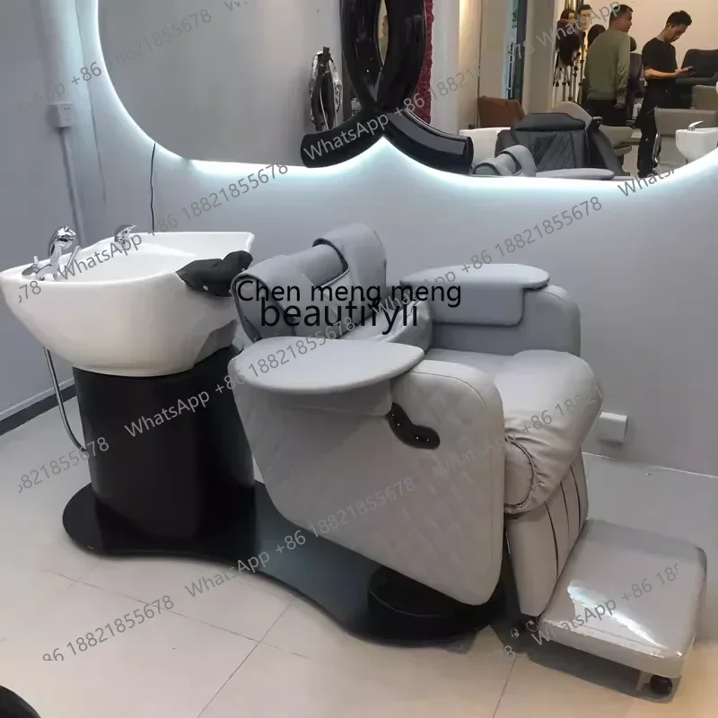 

xqSmart Electric Barber Shop Shampoo Chair Hair Salon High-End Ceramic Basin Lying Half Flushing Bed